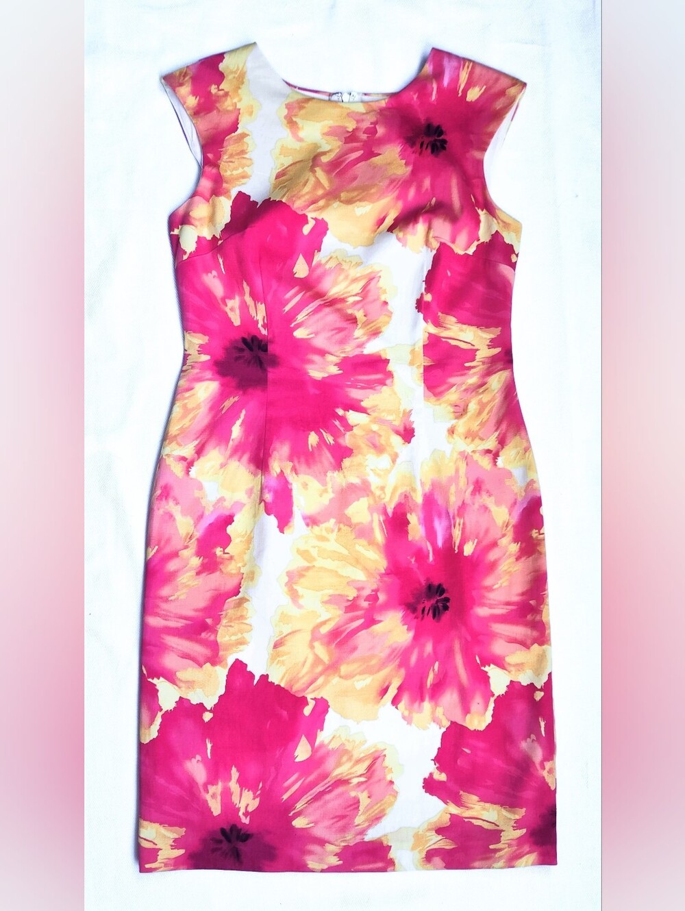 Chetta B Fuchsia & Yellow Floral Sheath Dress